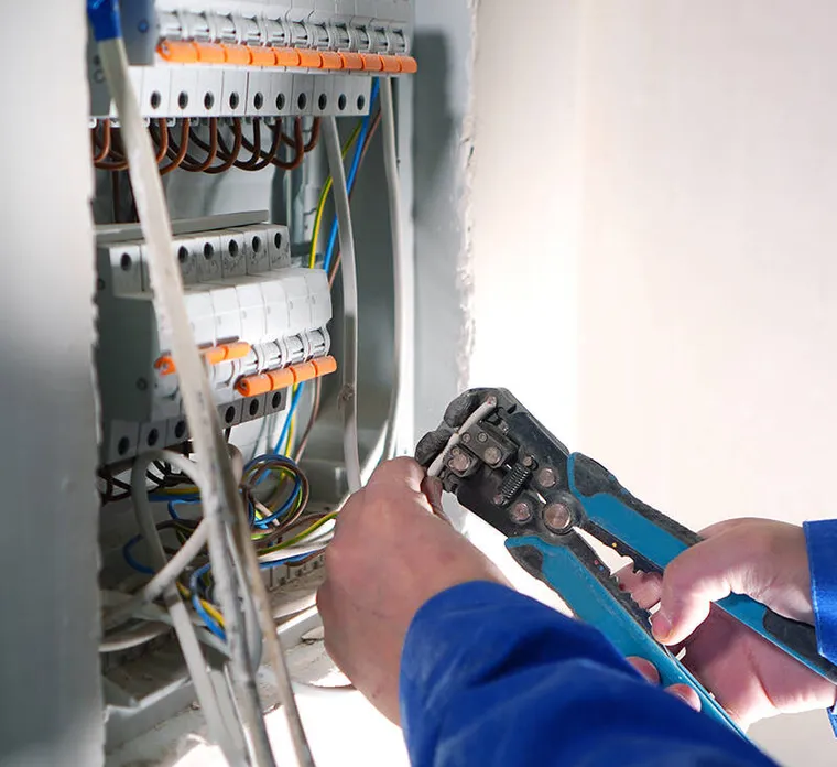 Residential electrical panel upgrade work in progress.